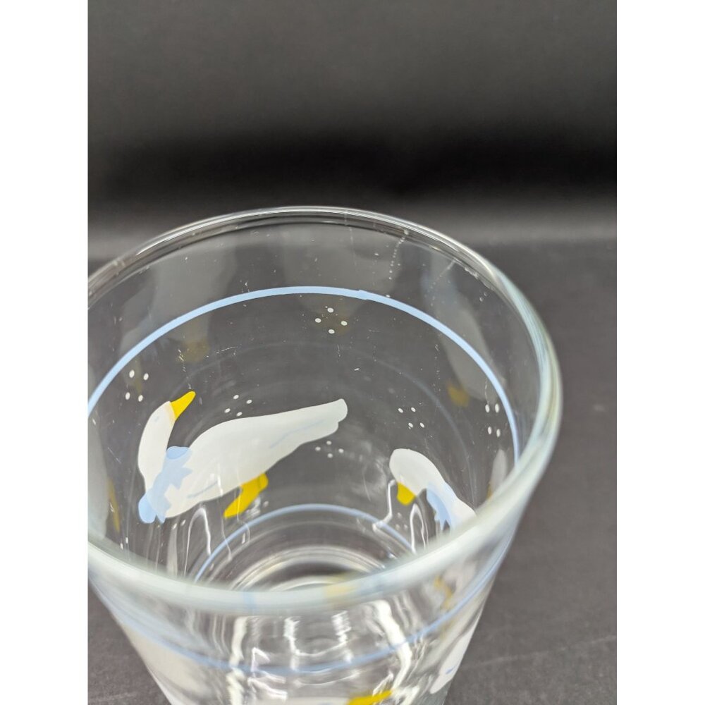 Libbey Country Goose Duck Glass Tumbler Blue Bow Ribbon Print Farmhouse - Picture 12 of 16